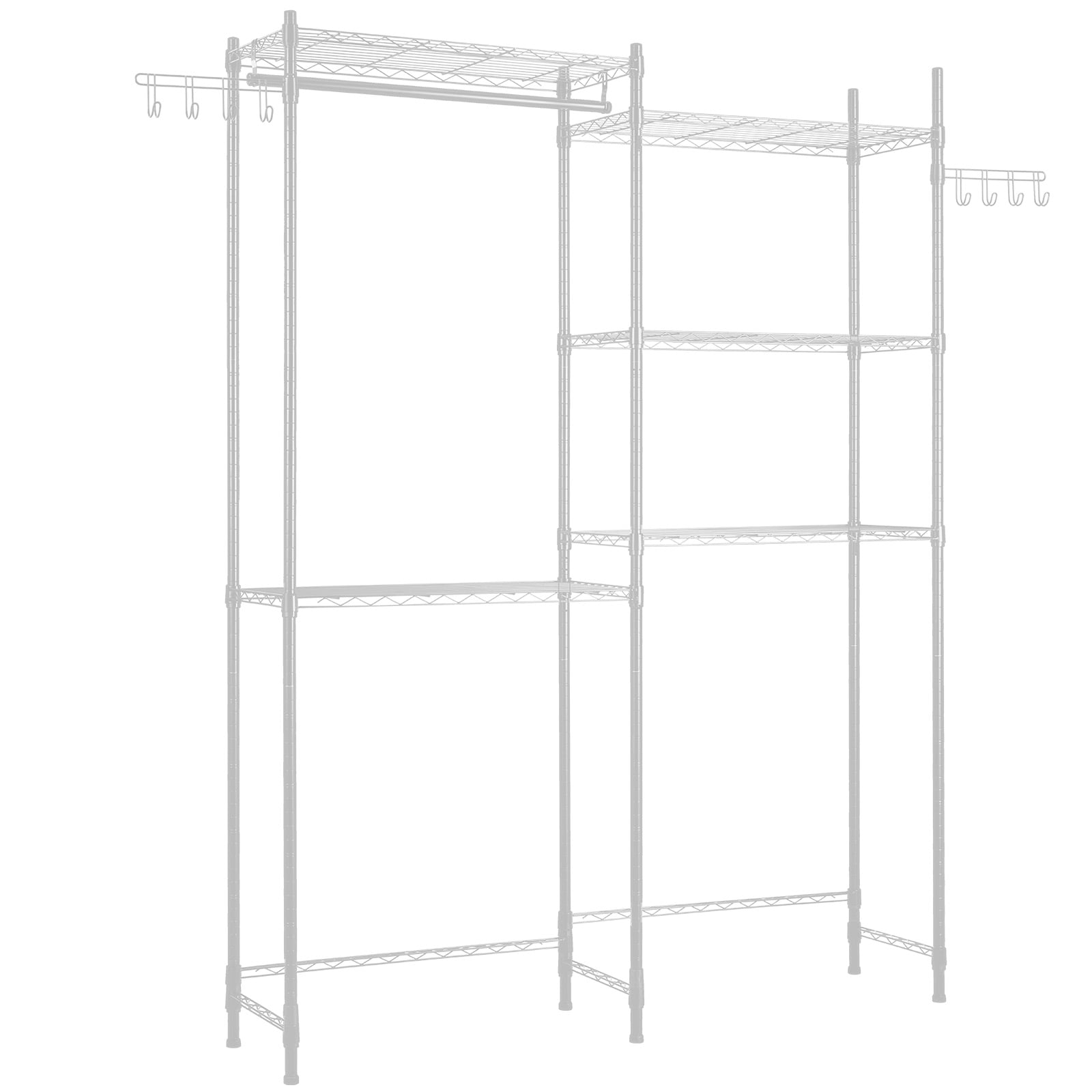 Over The Washer And Dryer Storage Shelf With Hanger Rod And Hooks_voghion.com